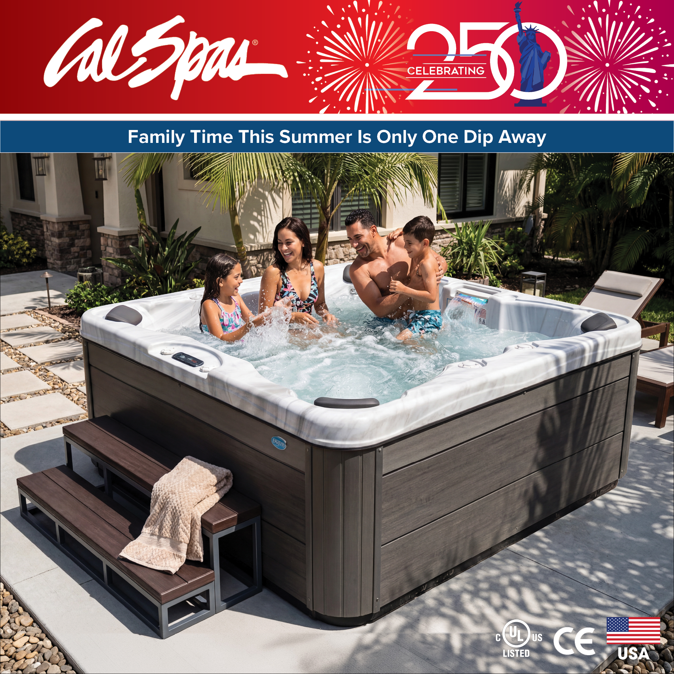 Calspas hot tub being used in a family setting - Abilene